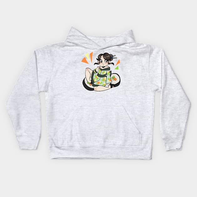 Sushi Girl Kids Hoodie by hrfarrington